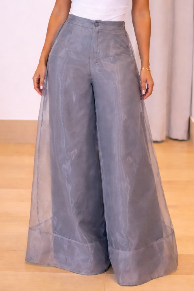 Women's Organza Patchwork Double-Layer Wide-Leg Pants