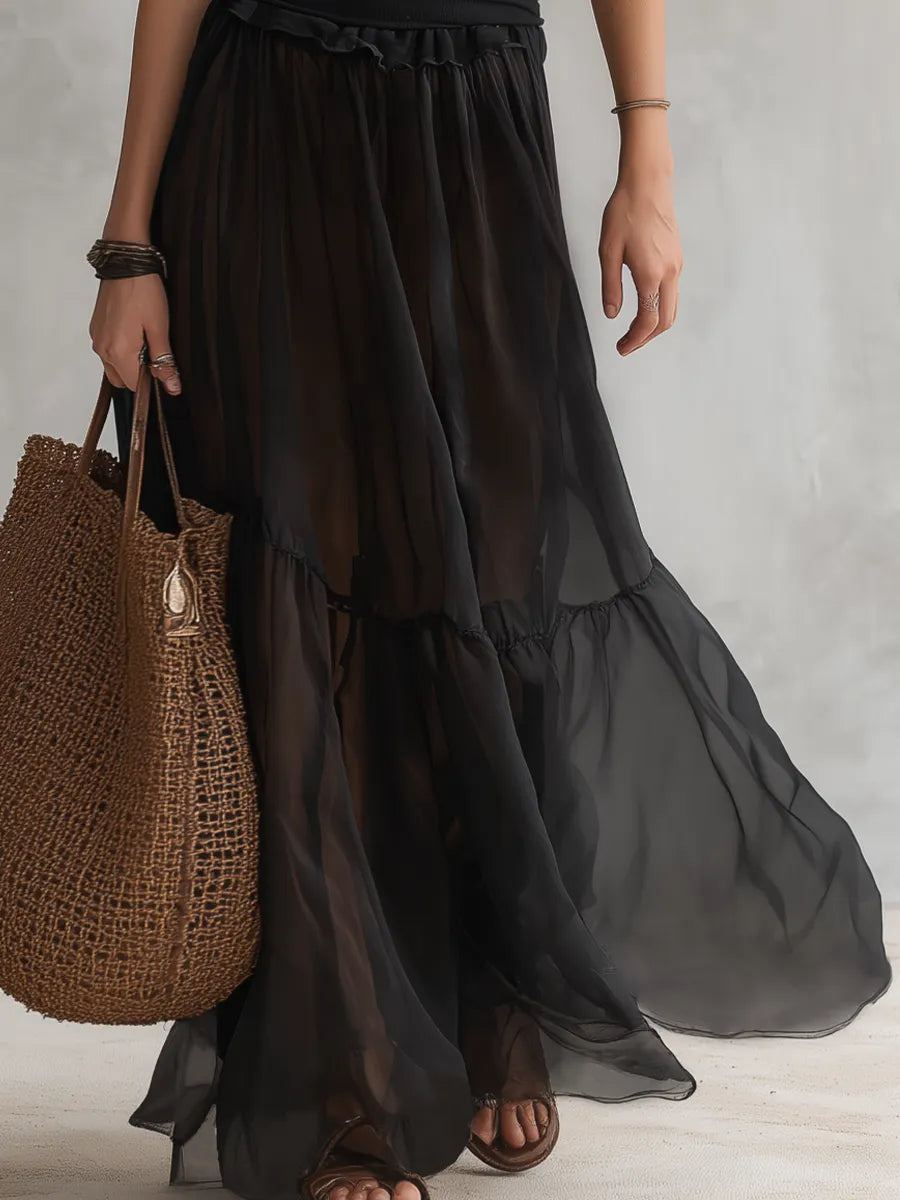 Minimal Henley And Sheer Maxi Dress