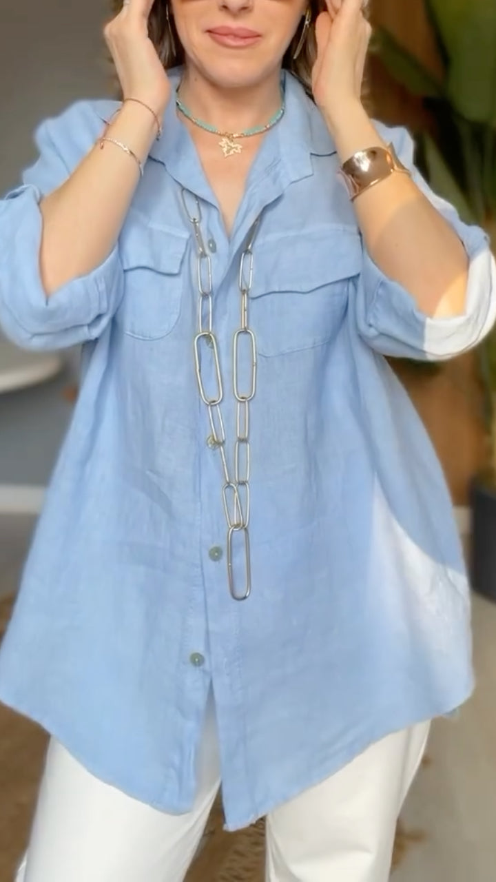Linen Oversized Button-Down Shirt