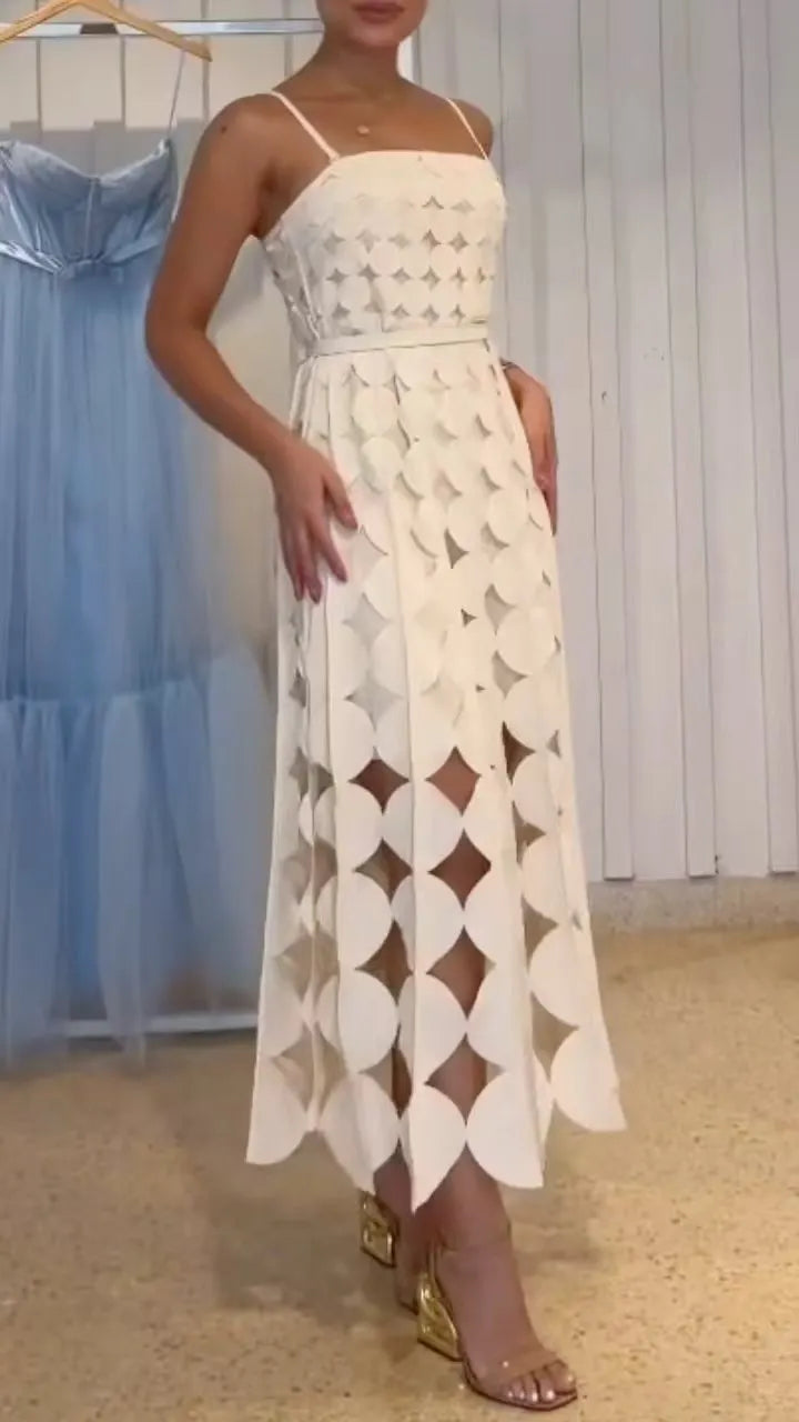 Women's Strapless Dress: Geometric Cutouts, Waist-Cinching, Elegant Style