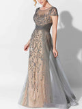 Mesh airy beaded party Mother Of The Bride Dress