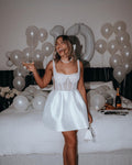 Delicate beaded wedding mini dress. Mini dress for party, dance dress, birthday party tailored to the bride's body measurements.