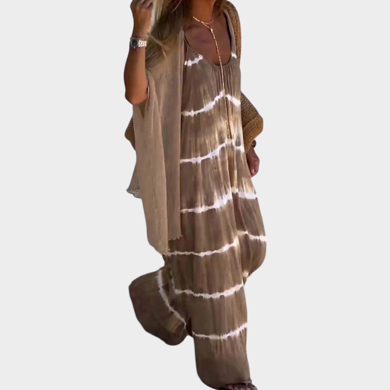Boho Tie-Dye Maxi Dress Set