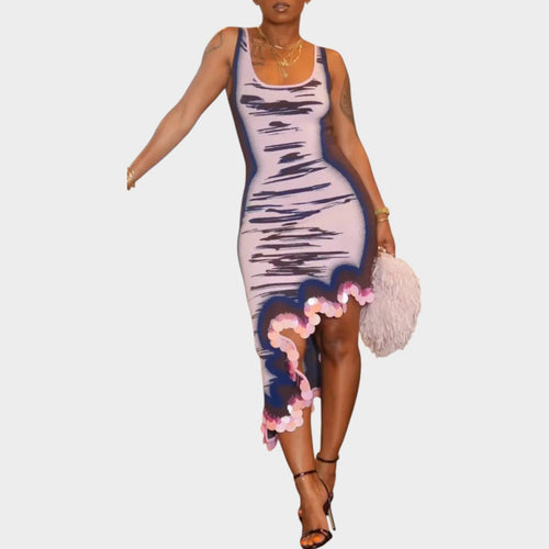 Abstract Edge Bodycon Midi Dress