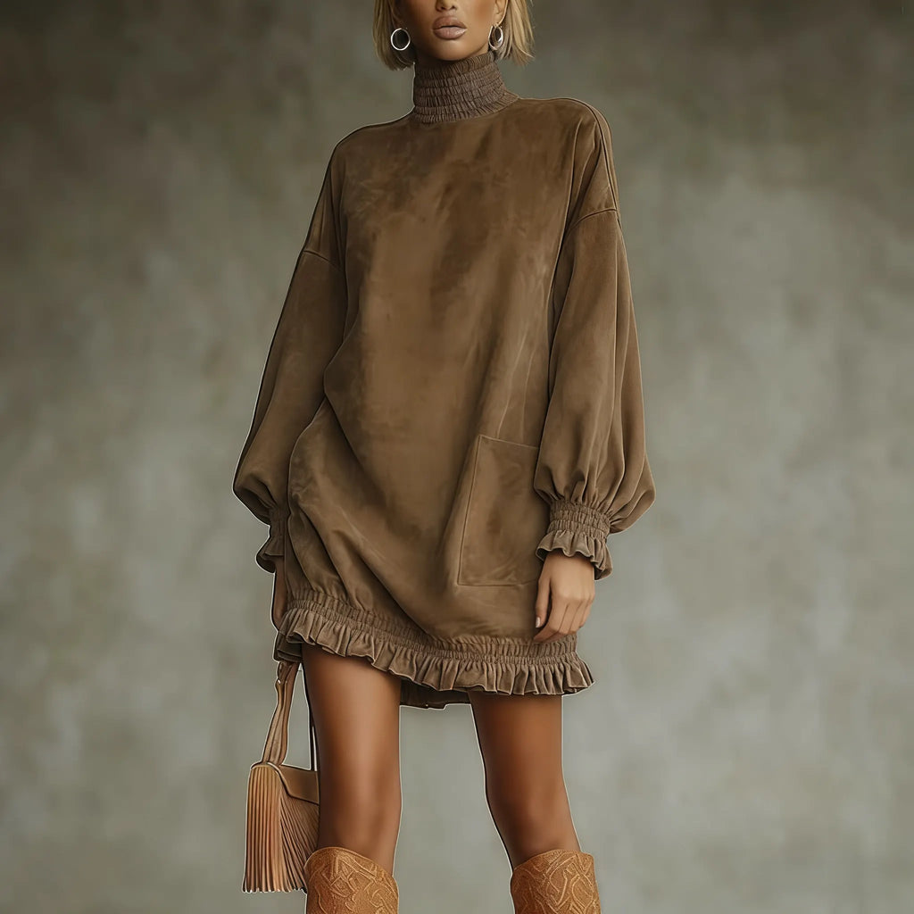Women's Autumn And Winter New Western Retro Suede Dress