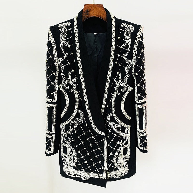 Luxury Handmade Crystal Pearl Blazer