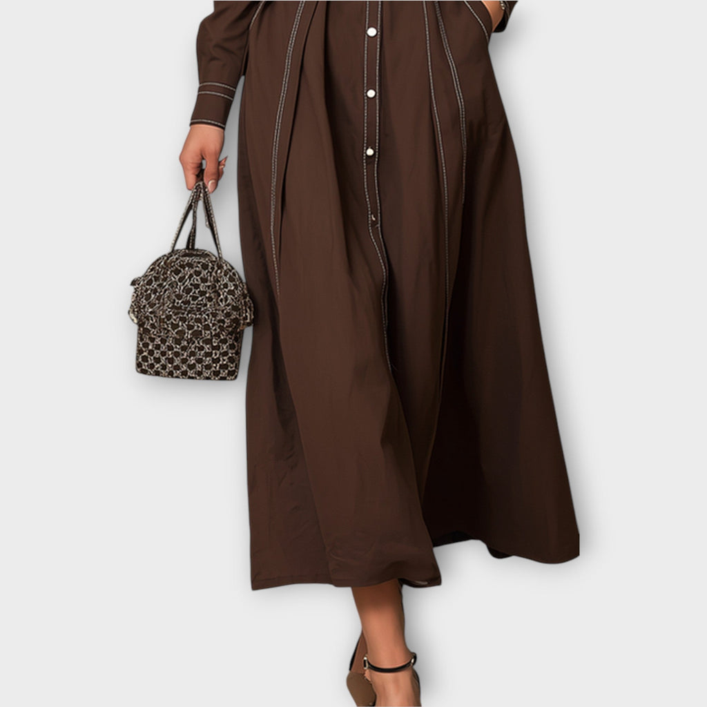 Tailored Button-Front Midi Dress