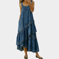 Vintage Denim Layered Maxi Dress