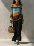 Tummy-Covering Asymmetric Knit Tunic & Palazzo Pants Outfit Set