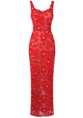 Crystal Floral Maxi Dress Red