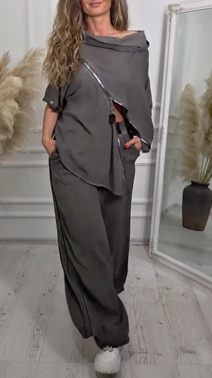 Zip Top & Loose Pants Co-Ord Set
