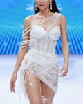 Beaded Fringed Sequin Mini Dress