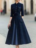 Couture-Inspired Cropped Jacket And Silk-Panel Maxi Skirt Set