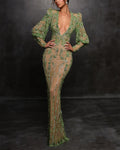 Women's Solid Color Sequins Mesh Dress - 01