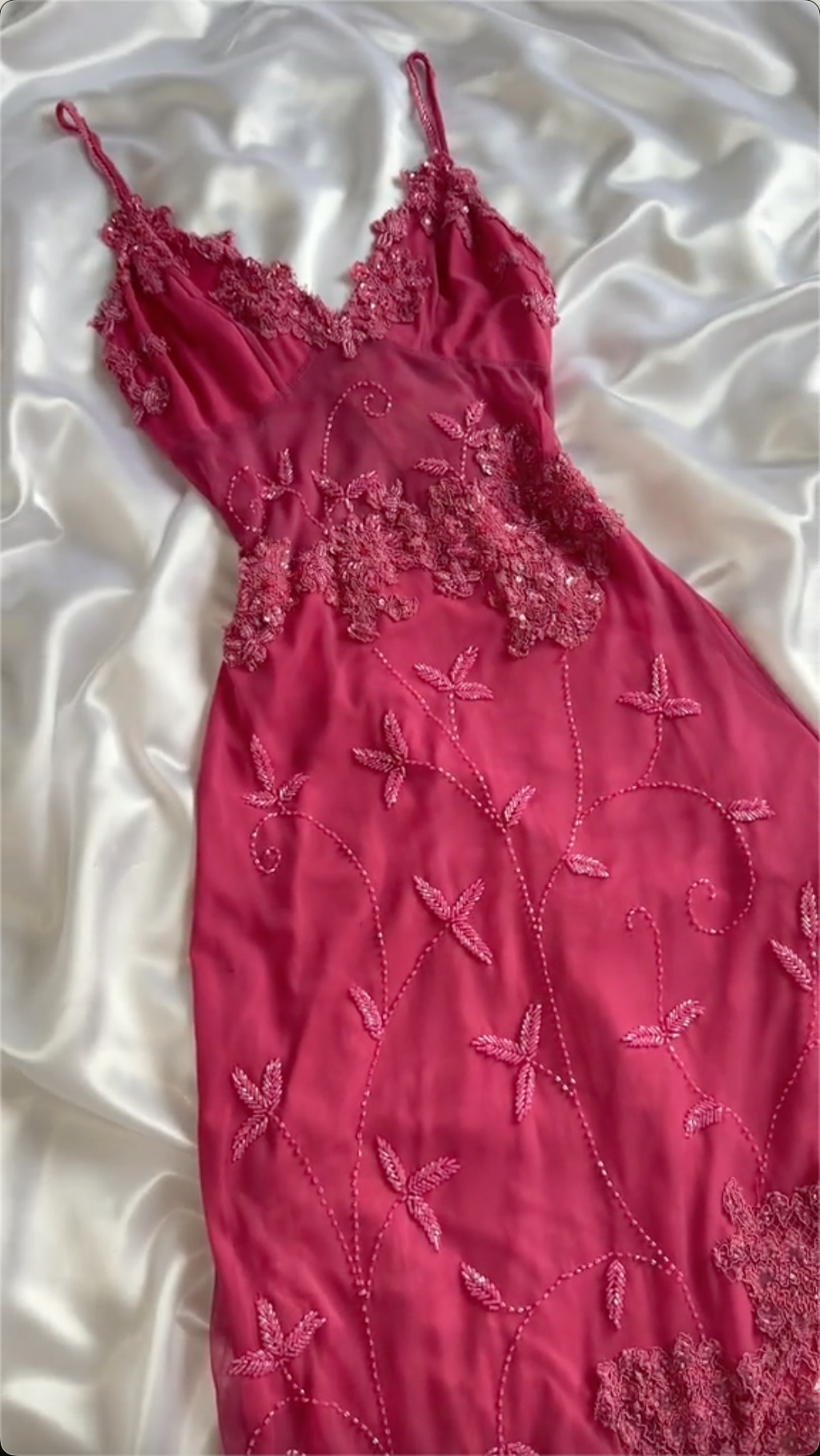 Red Magenta 3D Lace Strappy Midi Dress