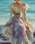 Summer Floral Embroidered Lace Patchwork Comfortable Dress 12bb