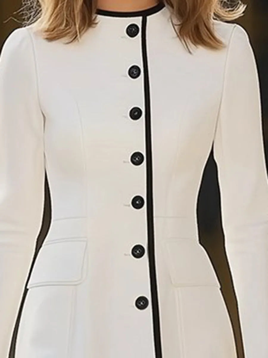[24-hour shipping out]Light Luxury Contrasting Hem Round Neck Dress