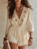 Bohemian Floral Embroidered Romper