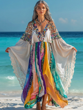 Summer vacation fashion elegant contrast color dress 3d29