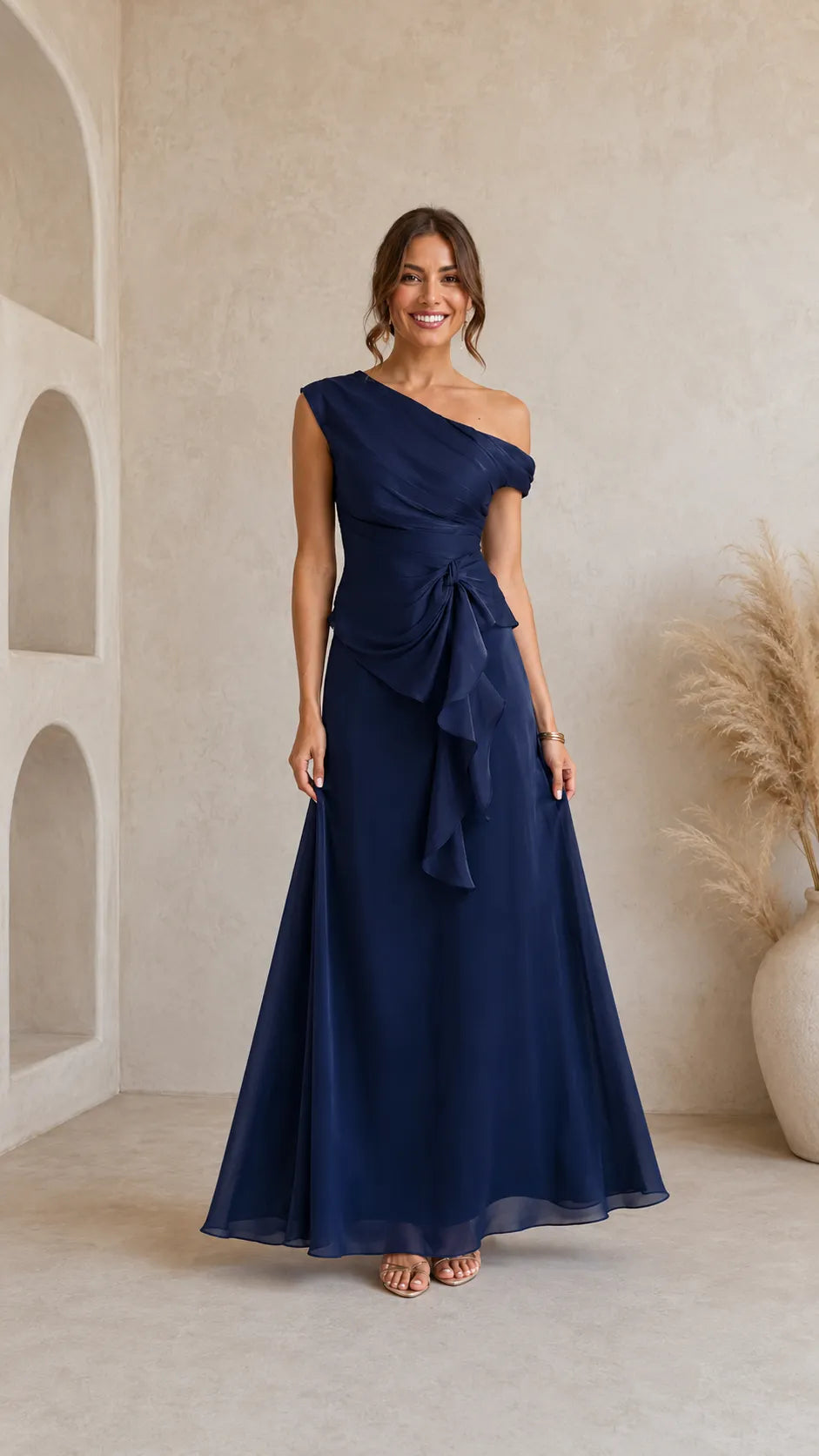 Women's Elegant One-Shoulder Evening Gown