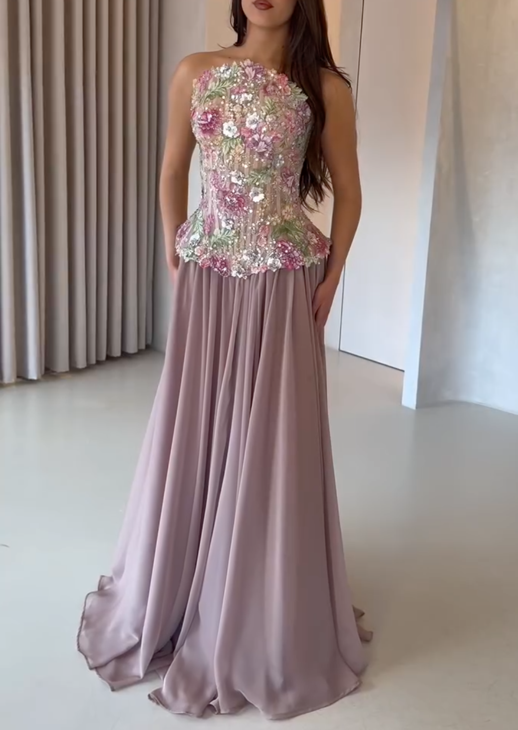 Vintage Floral Embroidery Tulle Formal Gown Collection - Sparkling Sequin Evening Dress