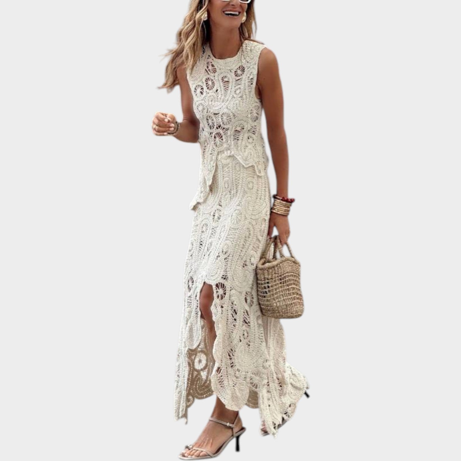 Sleeveless Crochet Maxi Dress