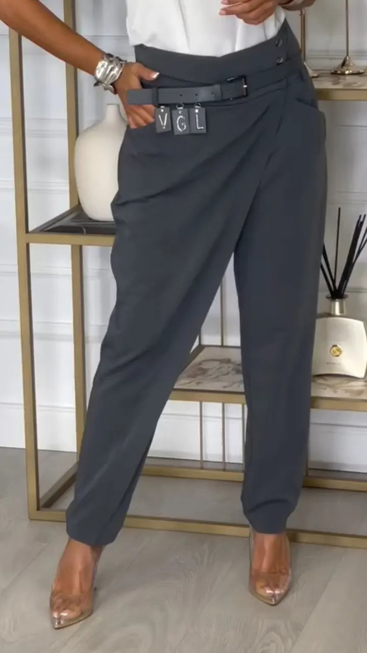 Women's Overlapping-Waist Harem-Style Casual Trousers