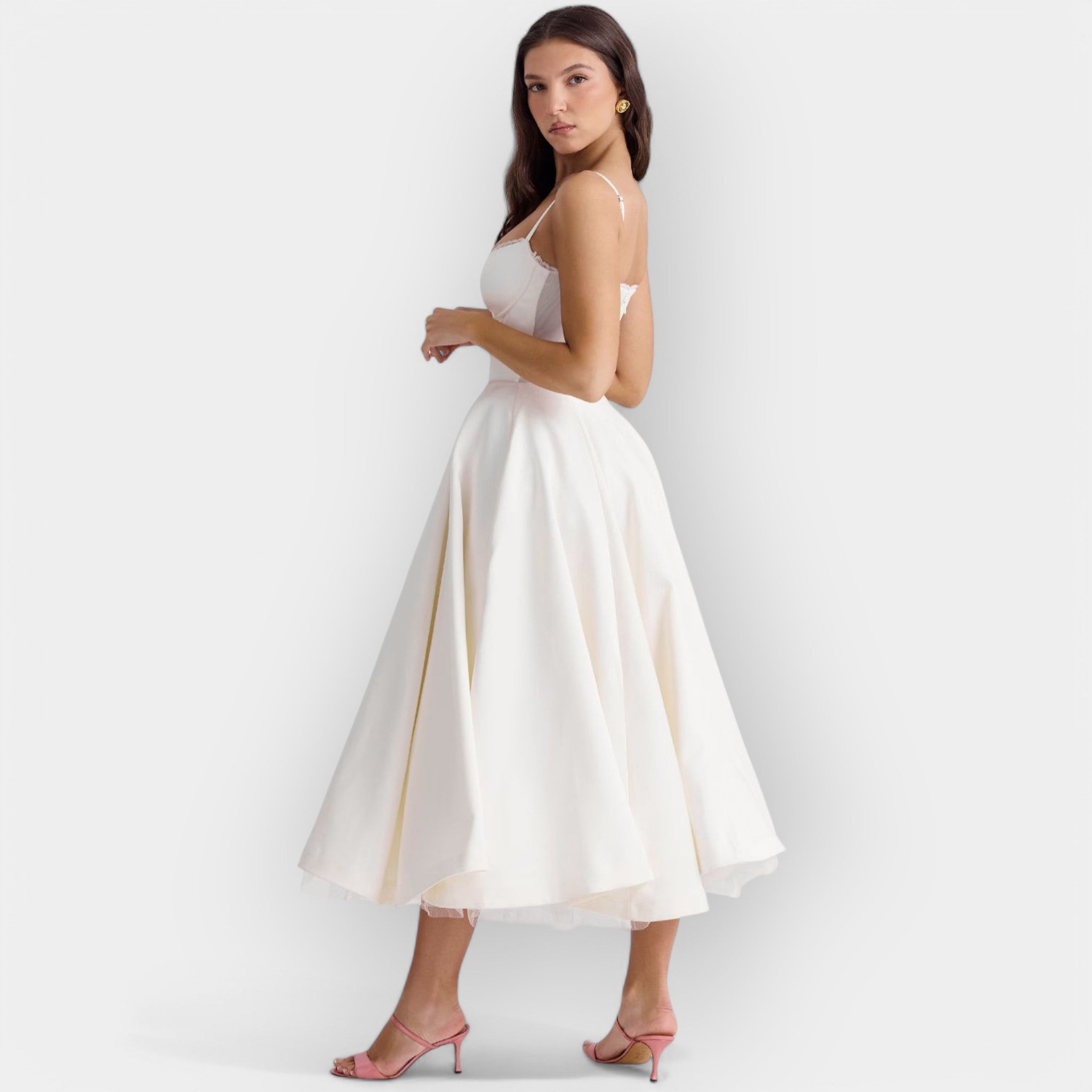 Simple White Midi Dress