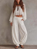 Soft Bohemian Lace Trim Lantern Pants Two-piece Set