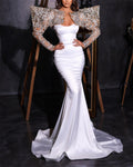 Women's Long Sleeve Mesh Embroidery Dress