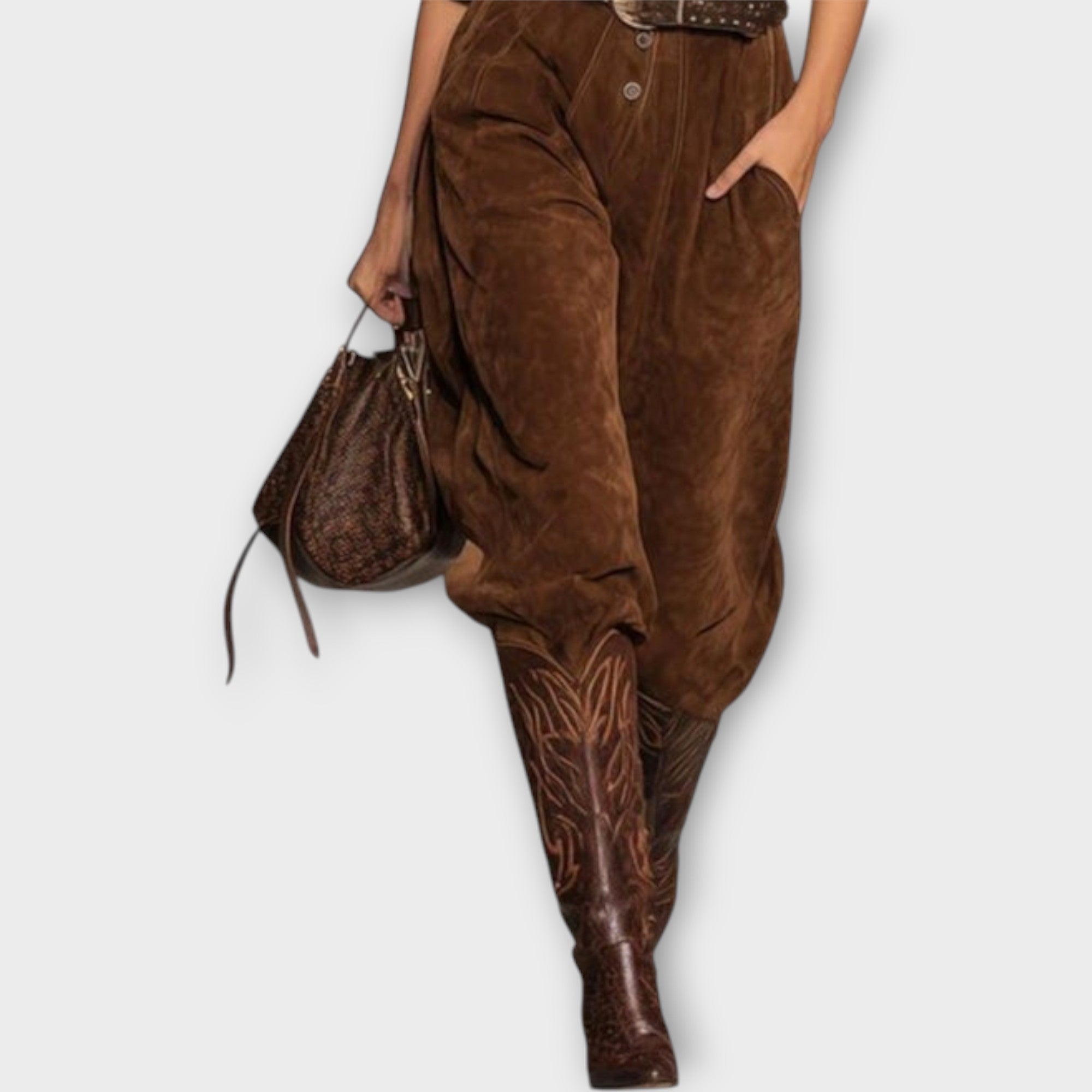 Suede Belted Jumpsuit â Western Luxe Edition