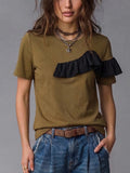 Casual & Comfortable Ruffled Cotton T-shirt