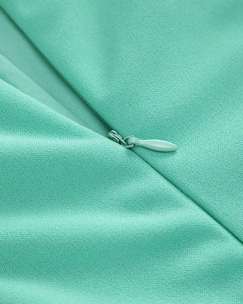 Strapless Corset Draped Maxi Dress Green