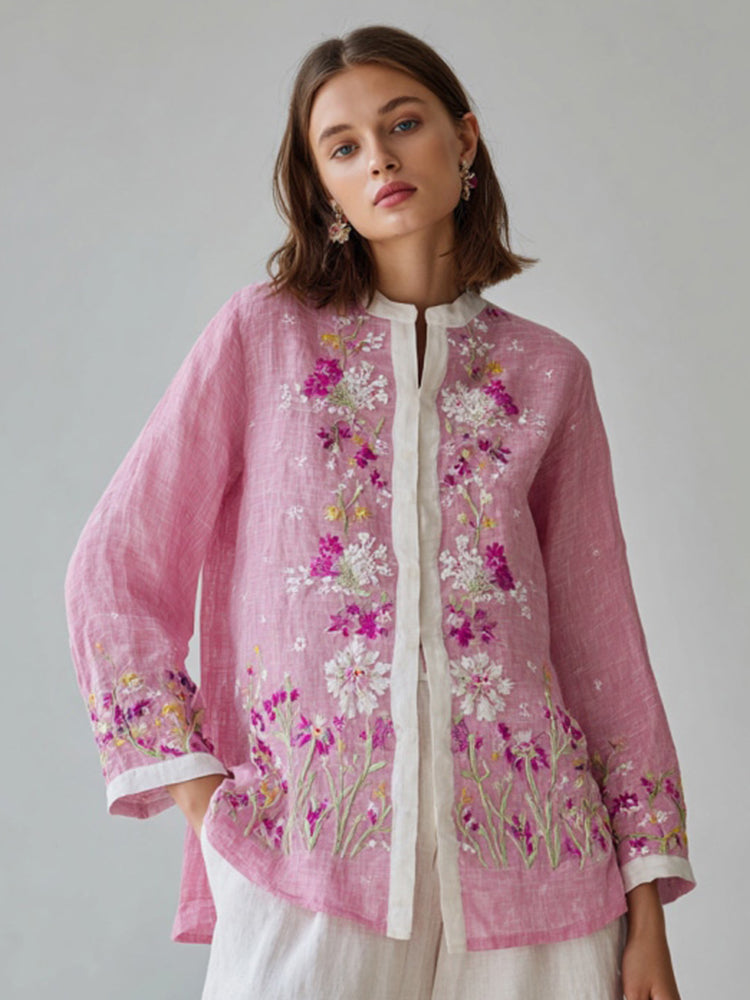 Women's Floral Pattern Casual Long-sleeved Shirt