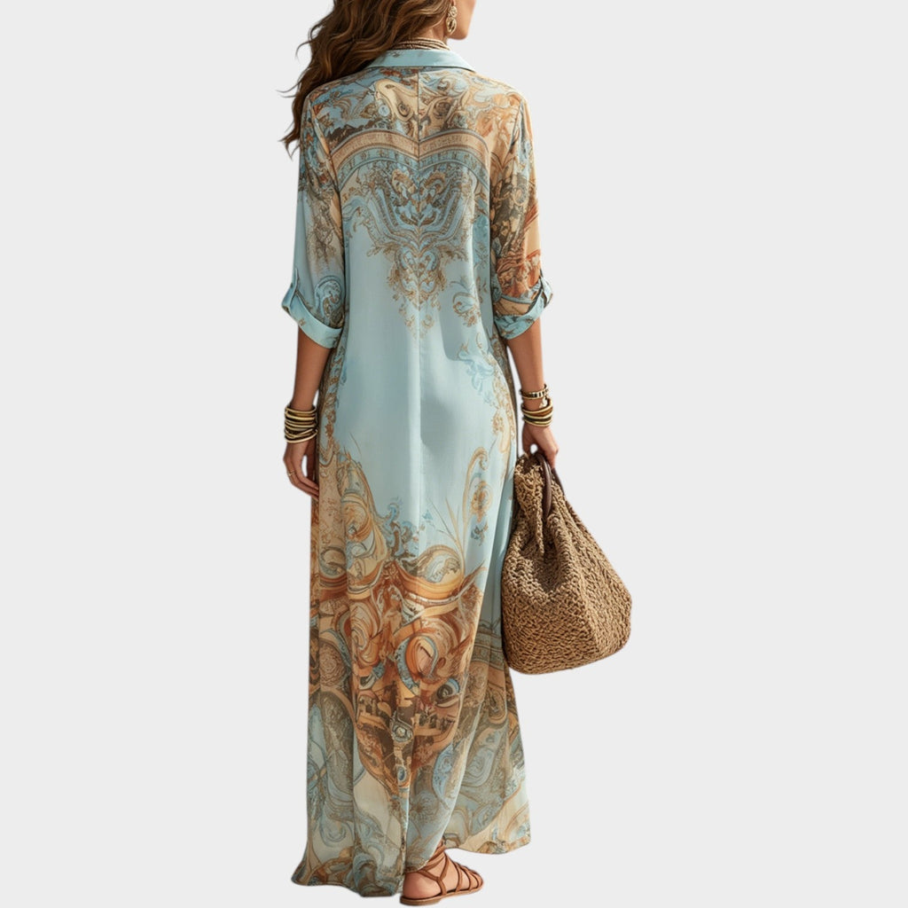 Vintage Muse Printed Maxi Dress