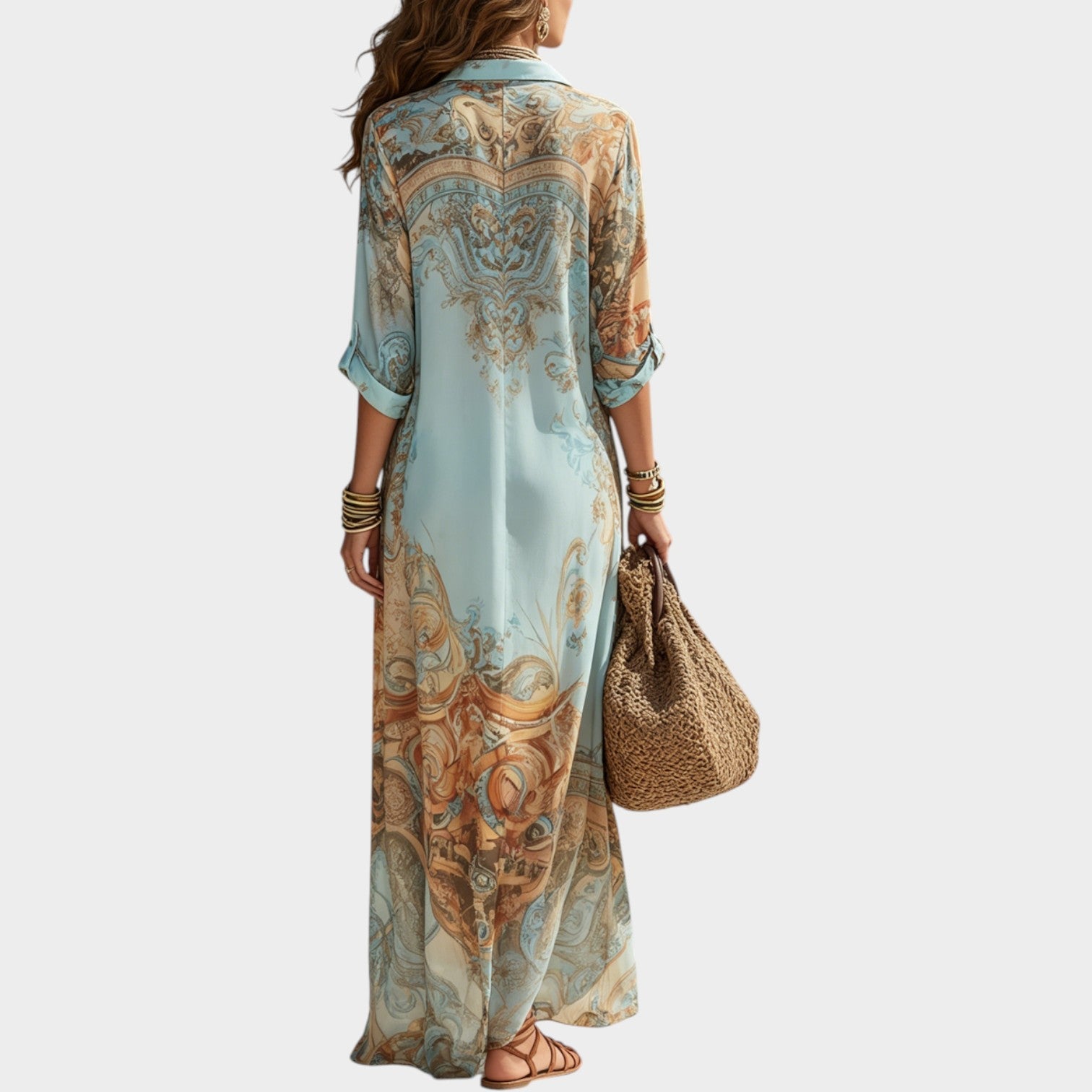 Vintage Muse Printed Maxi Dress