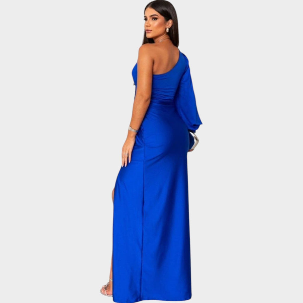 One-Shoulder Satin Evening Gown