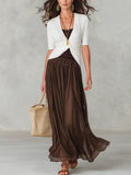 Refined White Twist Front Top & Cocoa Skirt Set