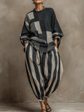 Patchwork Top & Casual Pants Co-Ord Set