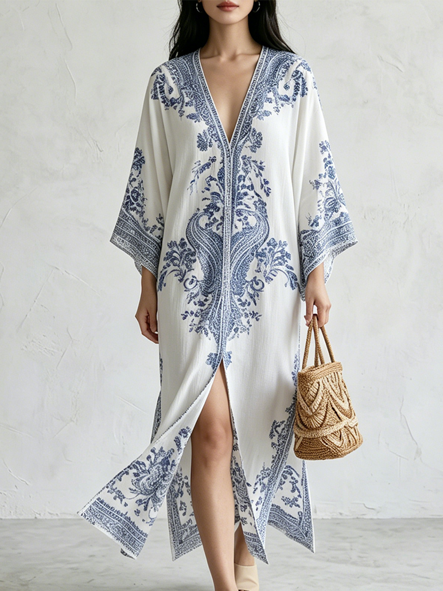 Azure Paisley Resort Maxi Dress
