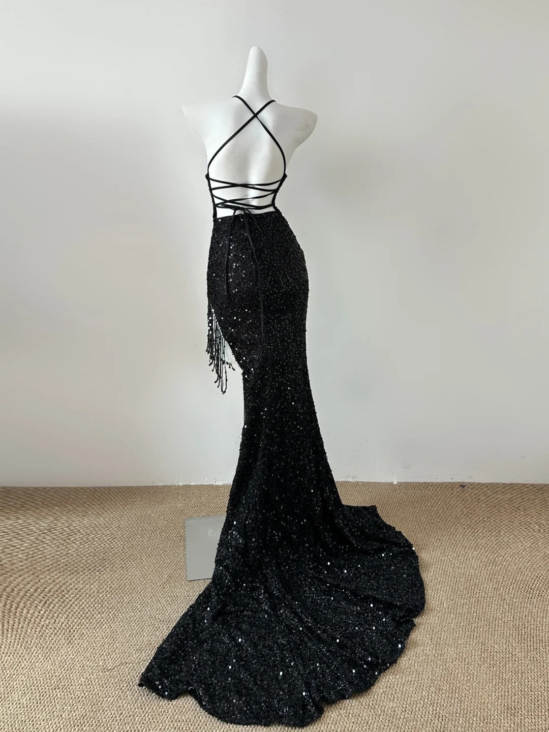 Black Sequin Evening Dresses,Sleeveless Party Prom Dress  25476