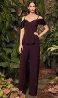 Alexander by Daymor - 990A  Two-piece Cold-shoulder Fit and Flare Top with Pants