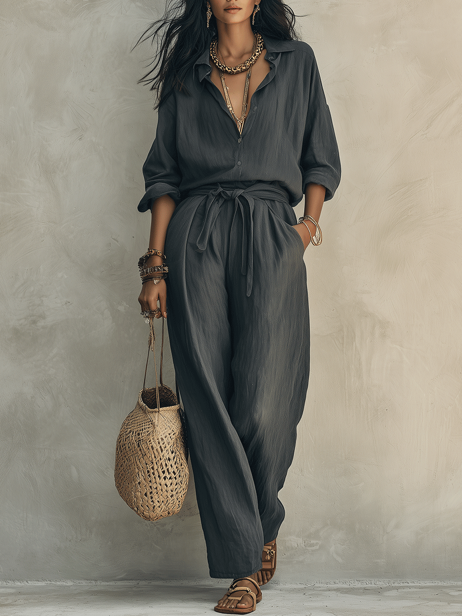 Elegant Relaxed Vacation Midnight Grey Set