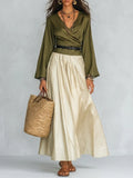 Olive Wrap Bohemian Maxi Set