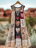 Vintage Summer Print Patchwork Dress ccbf