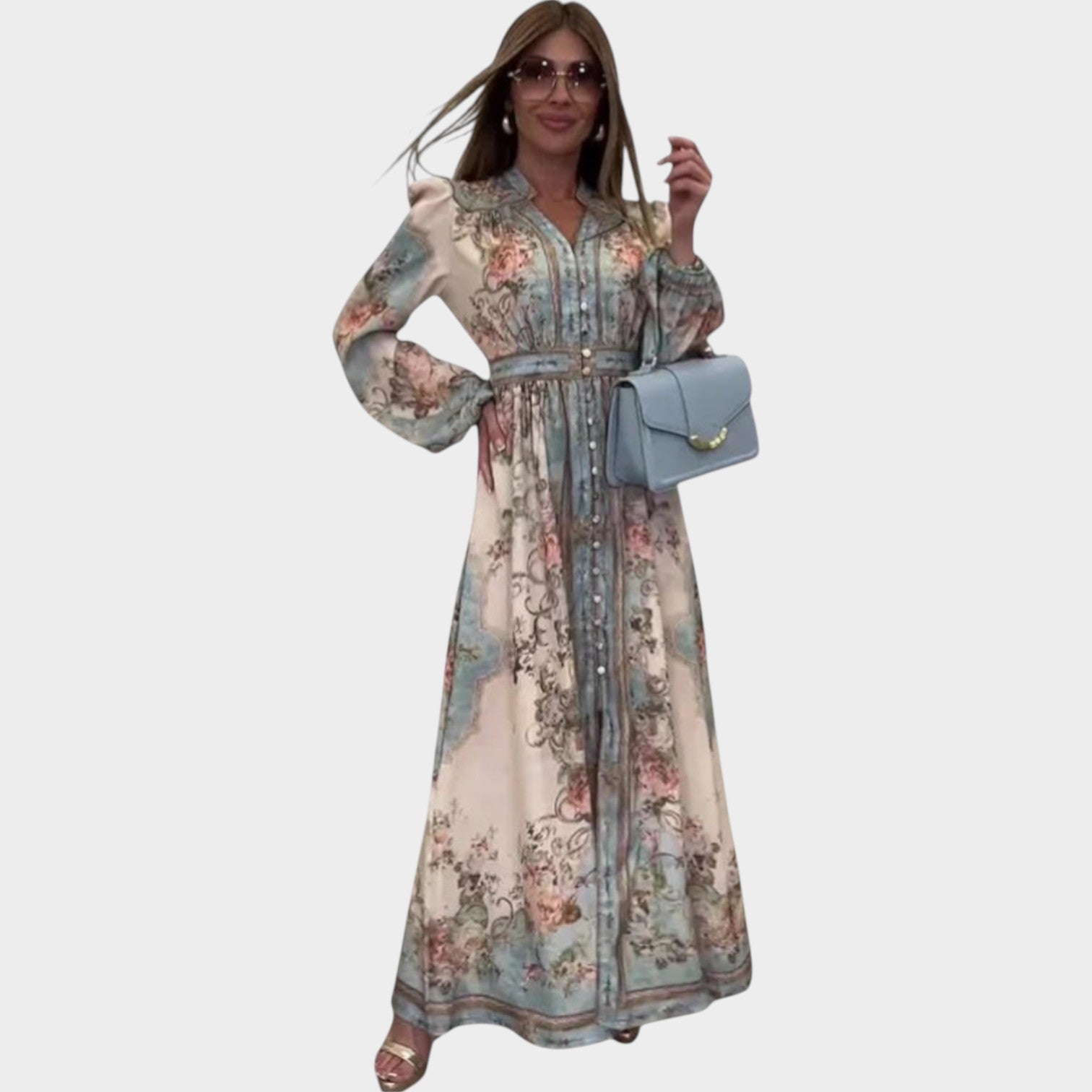 Vintage Floral Maxi Boho Dress