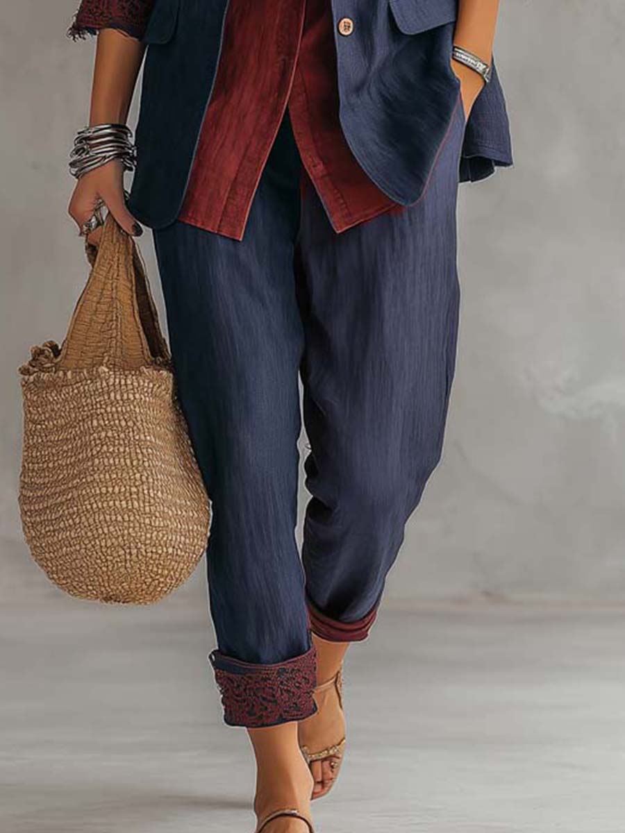 Lightweight Bohemian Cotton-Linen Suit Set