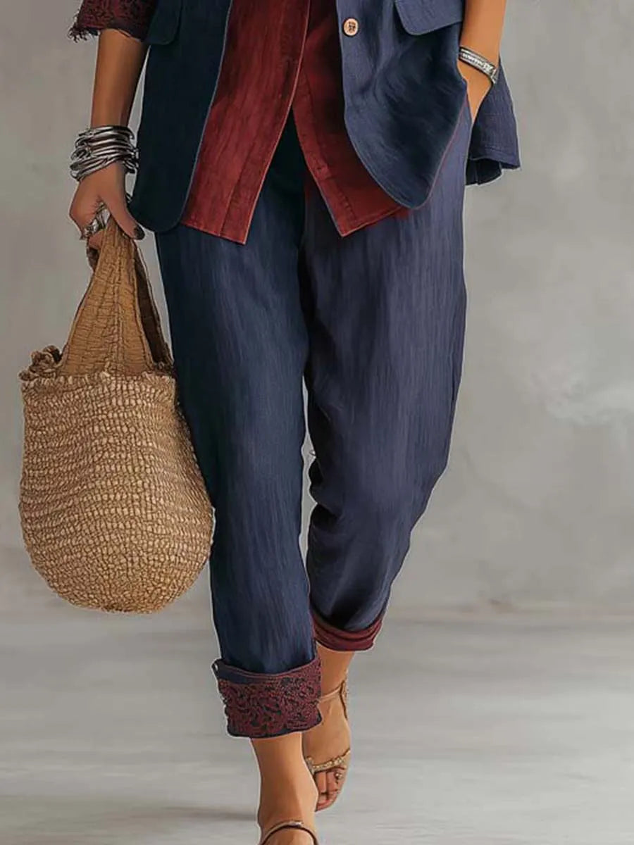 Lightweight Bohemian Cotton-Linen Suit Set