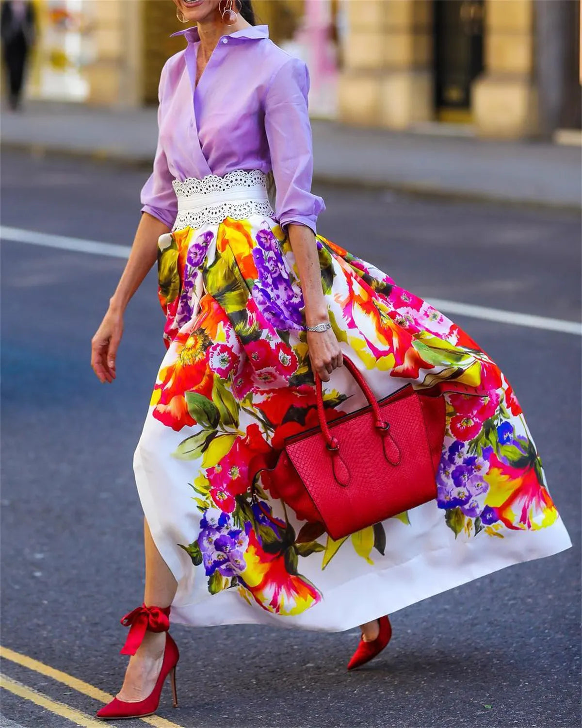 Women's Lapel Mosaic Printed Dress