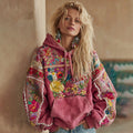 Women's Vintage Bohemian Floral Embroidery Long Sleeve Hoodie
